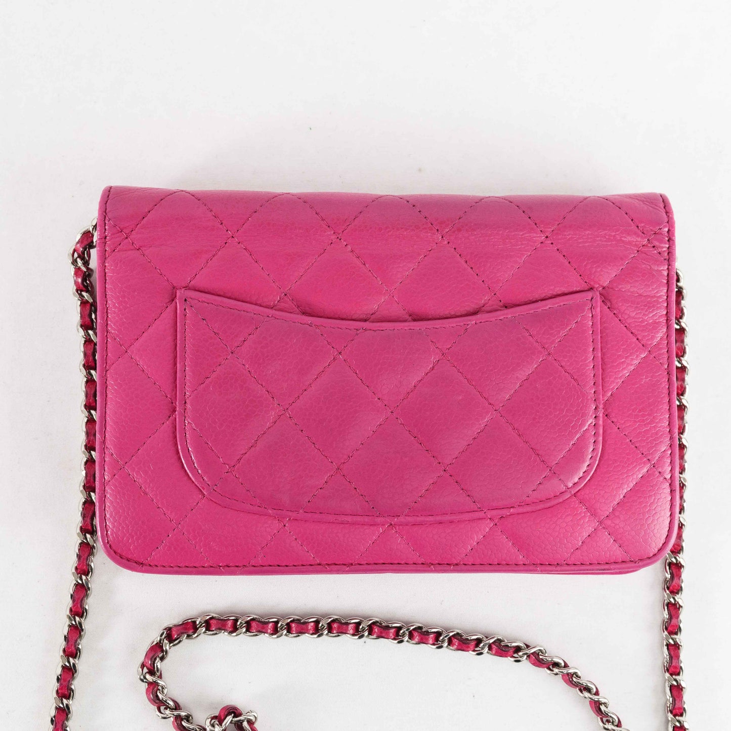 Chanel Classic Quilted Chain Wallet in Pink Caviar Leather