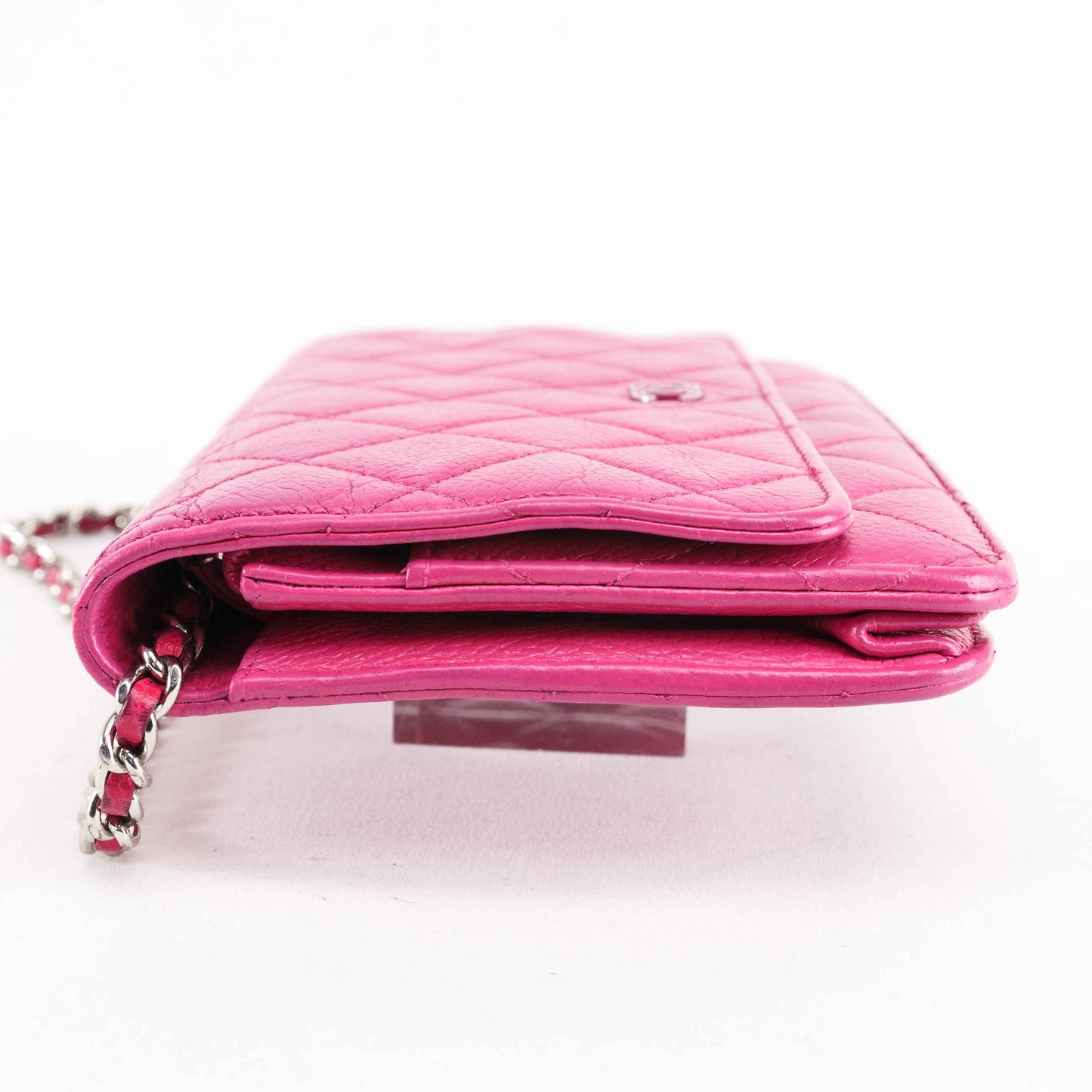 Chanel Classic Quilted Chain Wallet in Pink Caviar Leather
