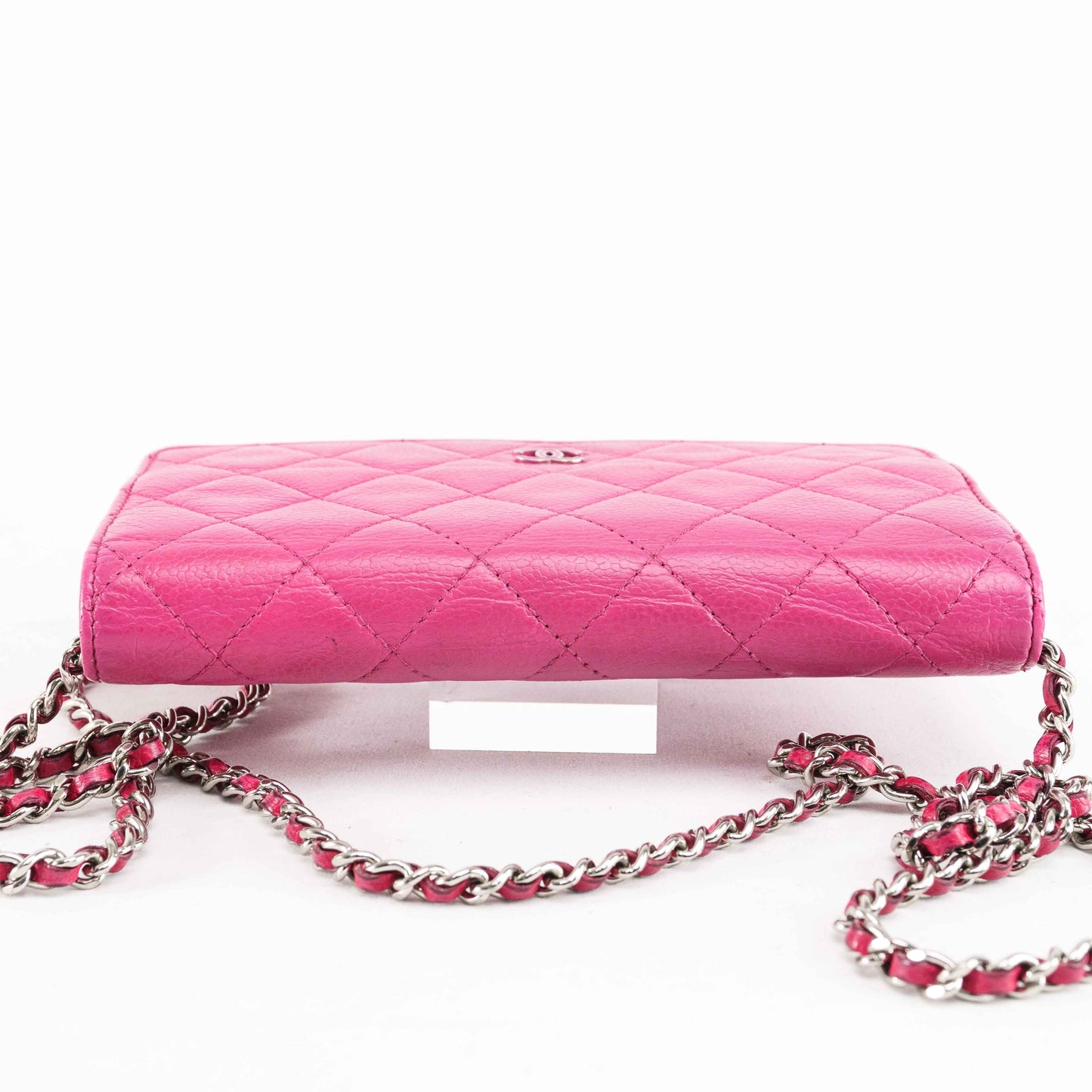 Chanel Classic Quilted Chain Wallet in Pink Caviar Leather