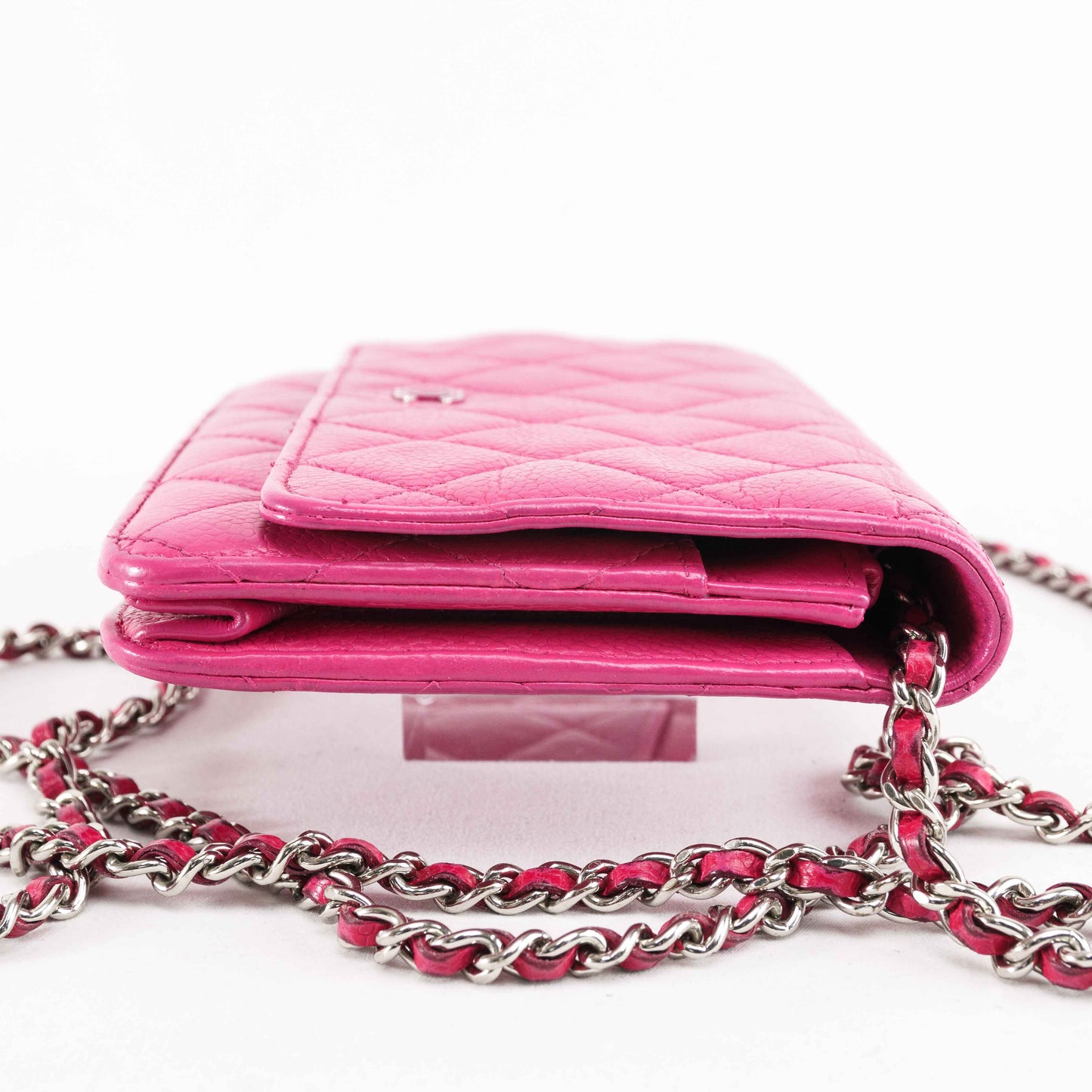 Chanel Classic Quilted Chain Wallet in Pink Caviar Leather