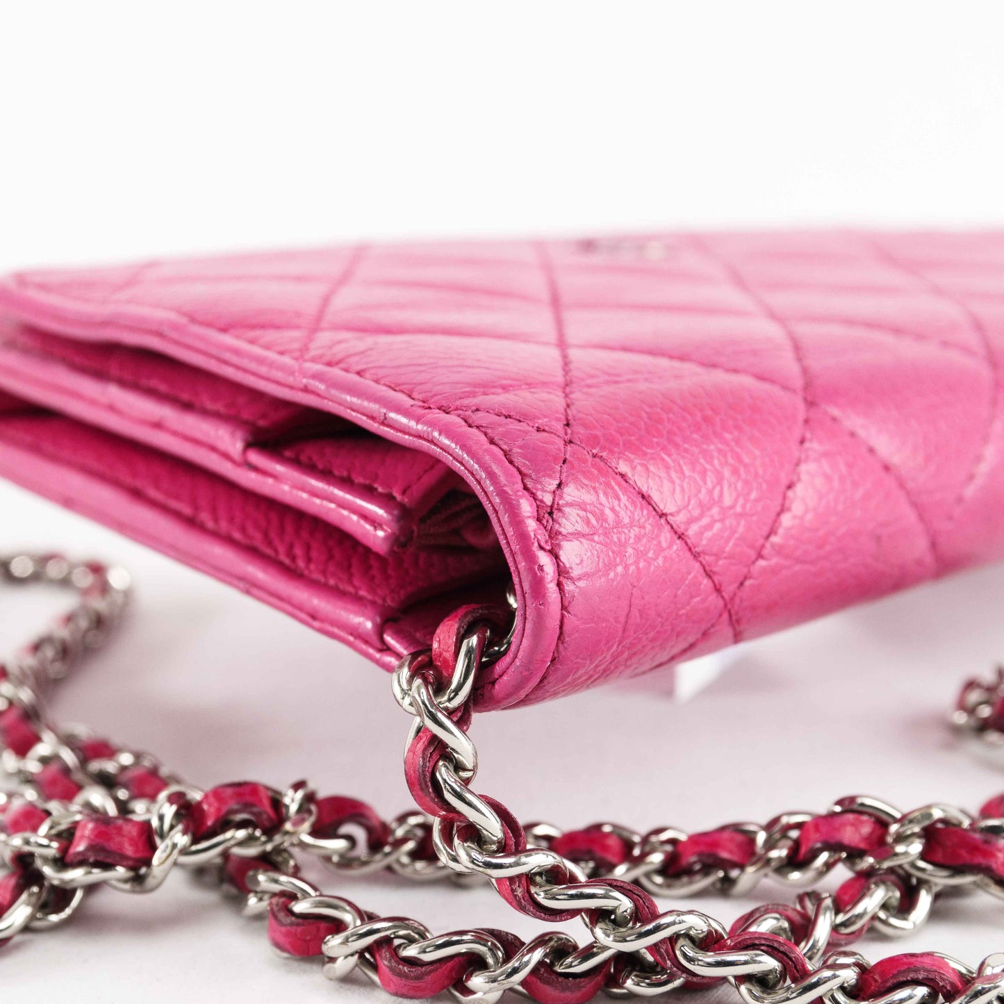 Chanel Classic Quilted Chain Wallet in Pink Caviar Leather