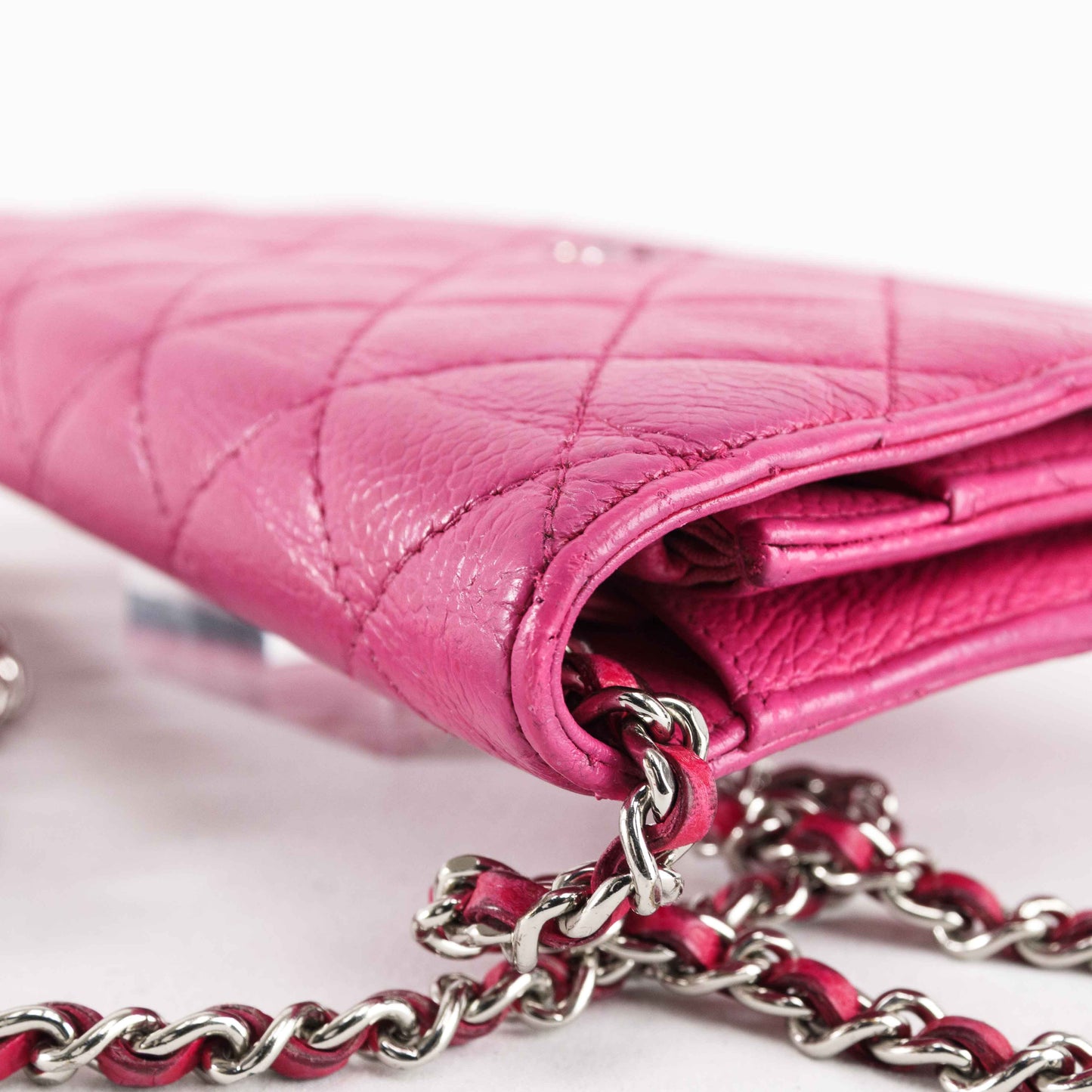 Chanel Classic Quilted Chain Wallet in Pink Caviar Leather