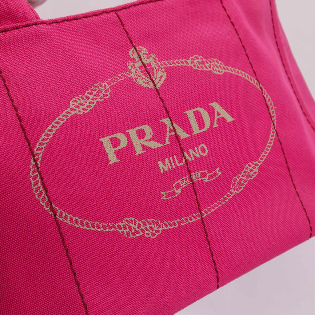 Authentic PRADA canvas Canapa tote 2-way bag in Pink