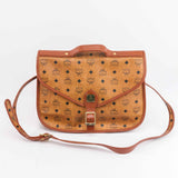 Authentic MCM Brown Visetos Leather Satchel bag