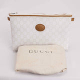 Authentic Vintage Gucci Plus White Monogram Clutch Bag.