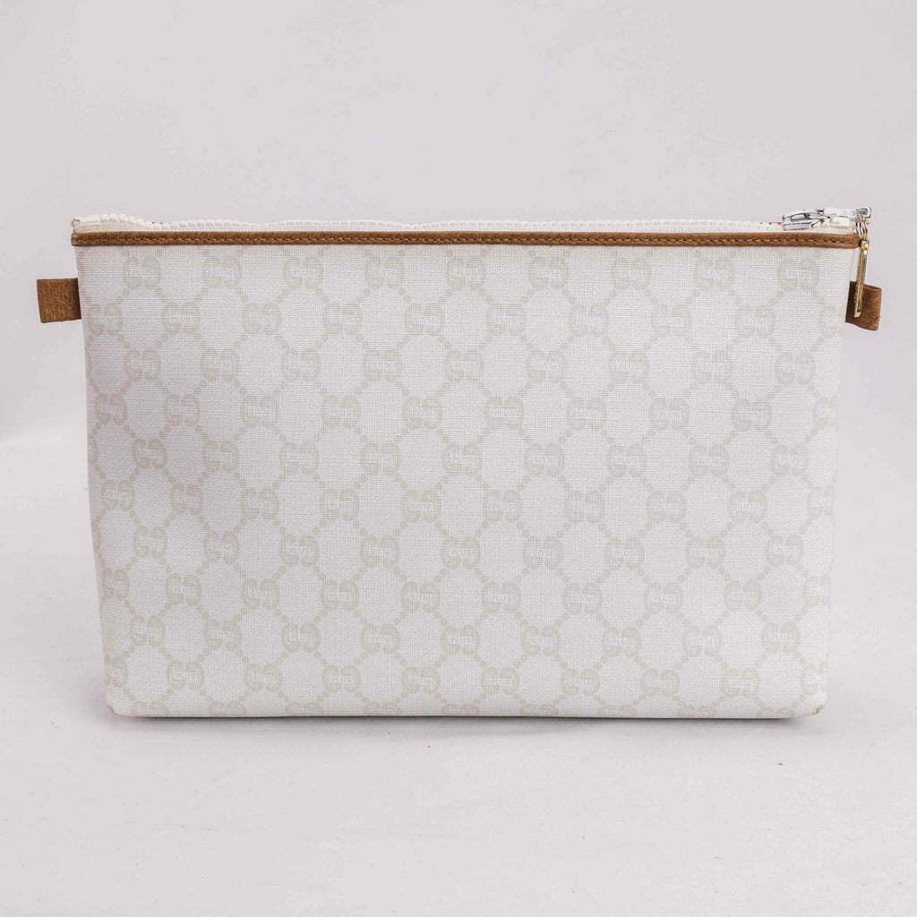 Authentic Vintage Gucci Plus White Monogram Clutch Bag.