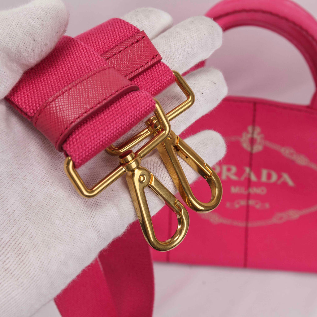 Authentic PRADA canvas Canapa tote 2-way bag in Pink