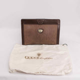 Authentic Gucci Vintage Brown Leather Clutch Bag.