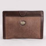 Authentic Gucci Vintage Brown Leather Clutch Bag.