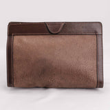 Authentic Gucci Vintage Brown Leather Clutch Bag.