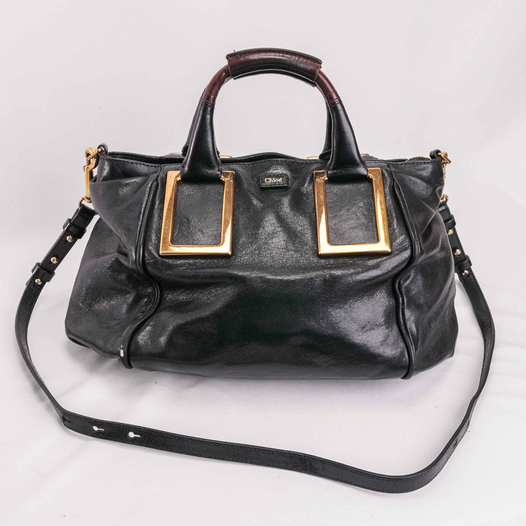 Authentic Chloe Ethel 2 way shoulder handbag black leather