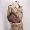 Authentic Gucci Vintage Brown Leather Clutch Bag.