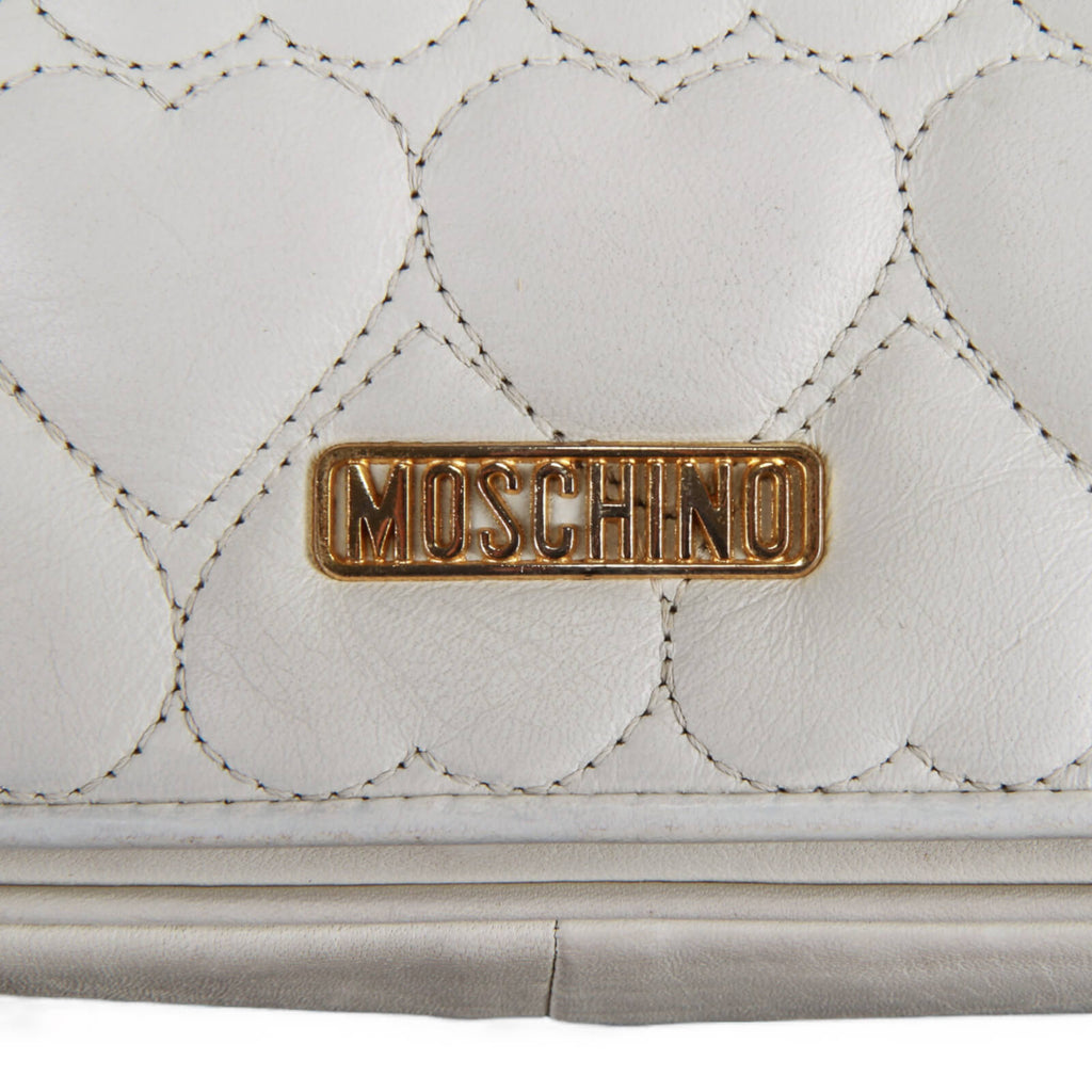 Vintage Moschino heart shape quilted lambskin Gold chain strap purse