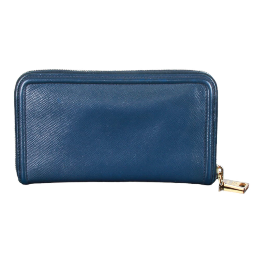 Authentic Prada Saffiano Blue leather zip around wallet