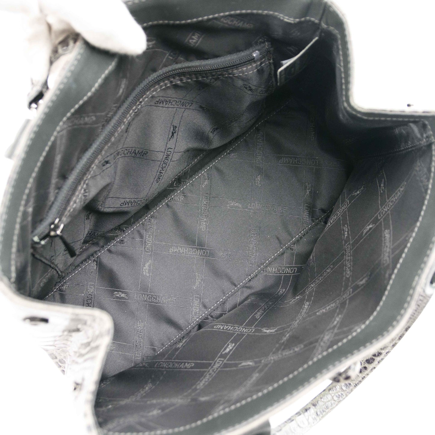 Authentic Longchamp Crocodile-Embossed Leather Handbag