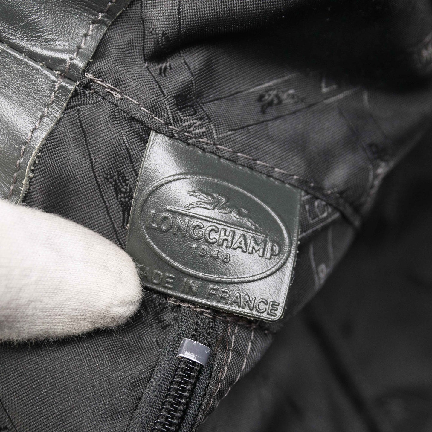 Authentic Longchamp Crocodile-Embossed Leather Handbag