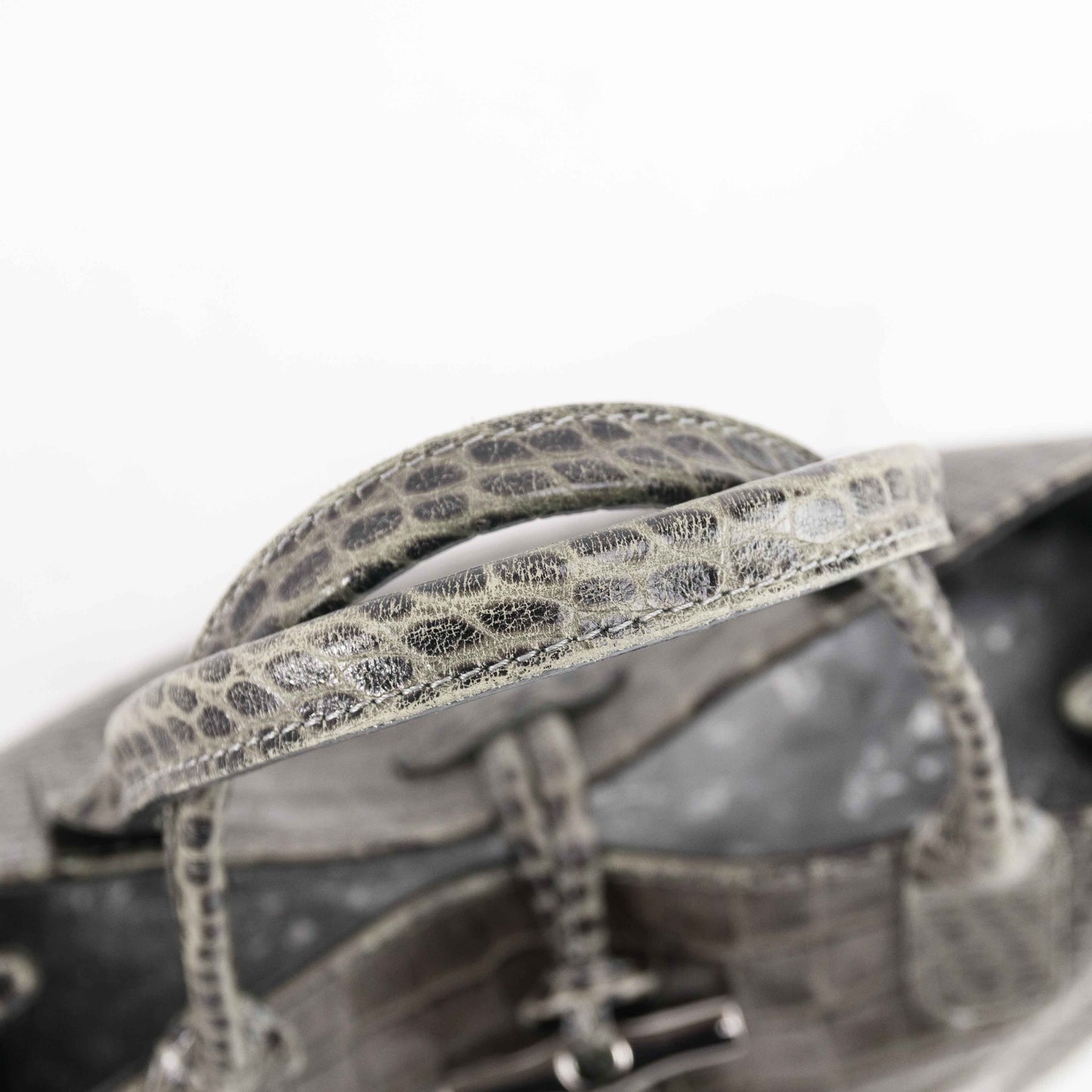 Authentic Longchamp Crocodile-Embossed Leather Handbag