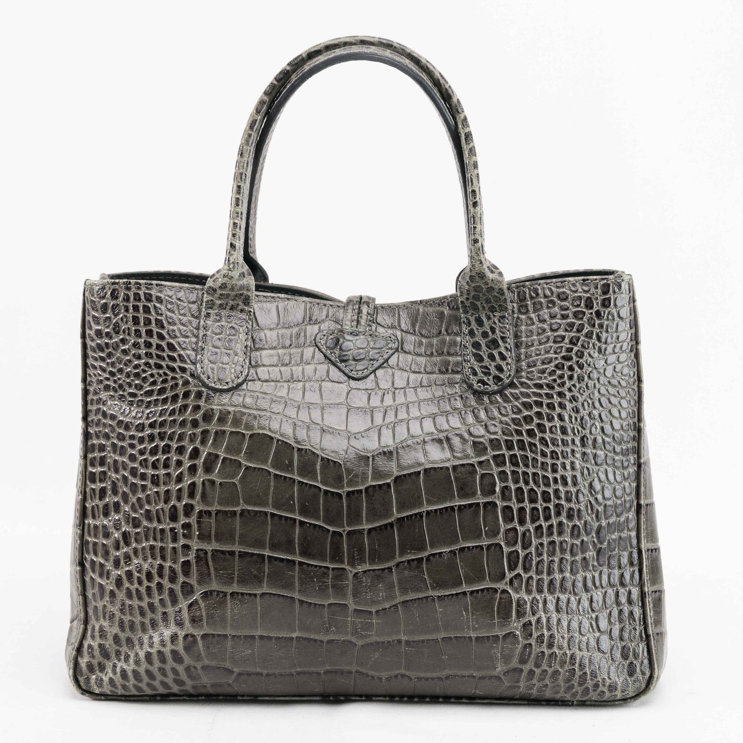 Authentic Longchamp Crocodile-Embossed Leather Handbag