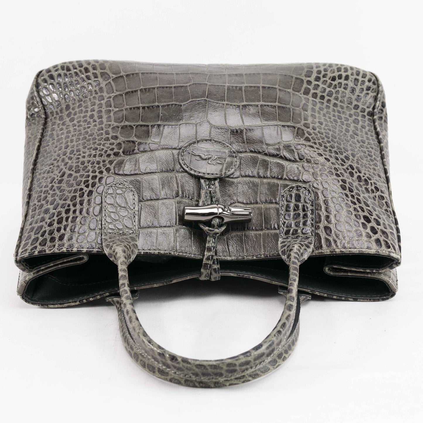 Authentic Longchamp Crocodile-Embossed Leather Handbag