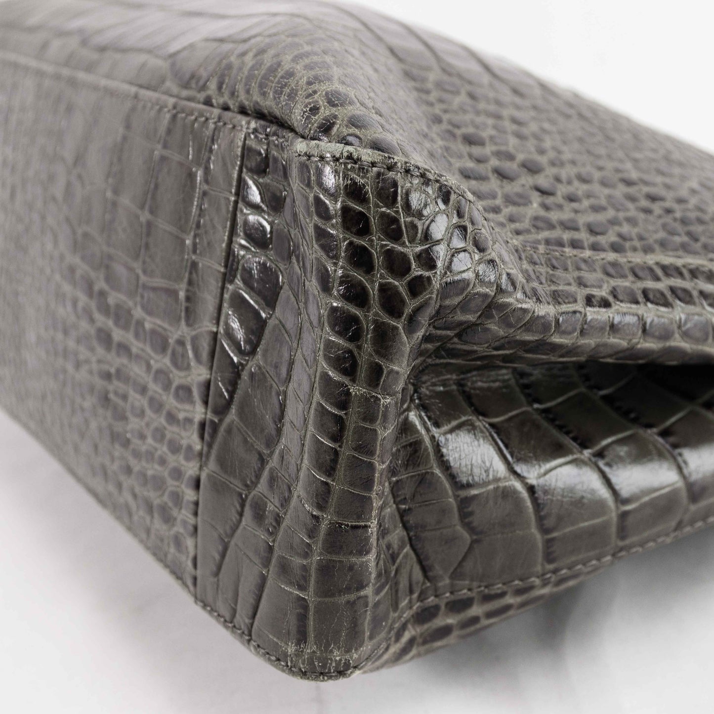 Authentic Longchamp Crocodile-Embossed Leather Handbag