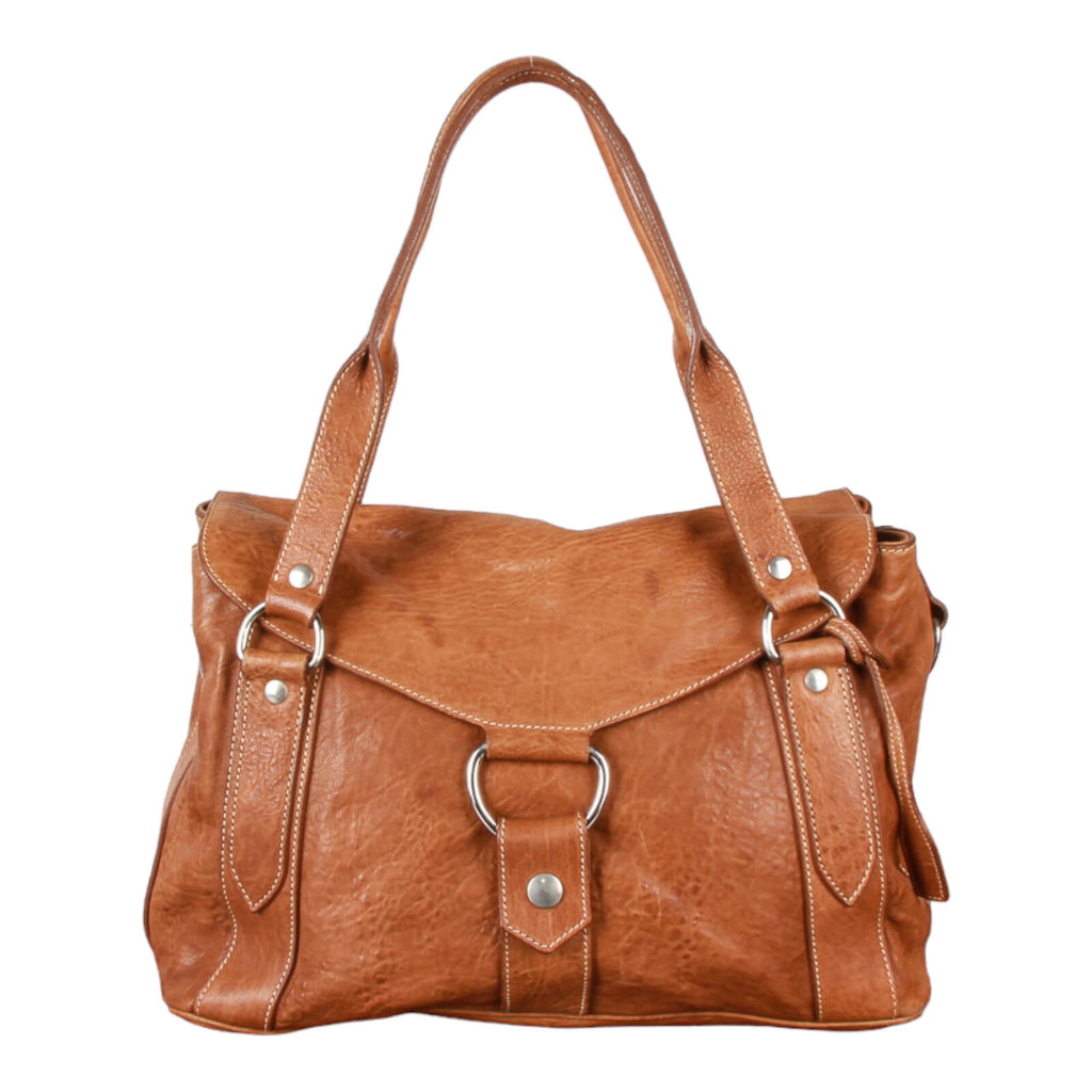Auth Miu miu Handbag Tote Bag #2902 Brown Leather Bow Ribbon