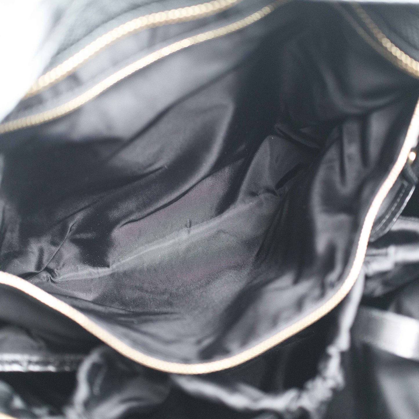 Burberry Black & White Nylon Check Drawstring Tote Bag