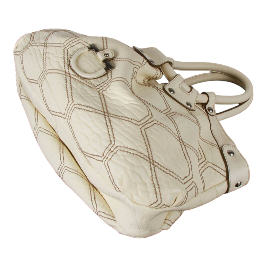 Authentic Salvatore Ferragamo cream white hand bag