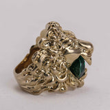 Authentic Gucci Lion Head Ring with Green Swarovski Crystal 18