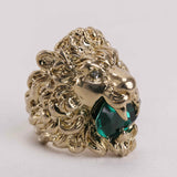 Authentic Gucci Lion Head Ring with Green Swarovski Crystal