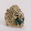 Authentic Gucci Lion Head Ring with Green Swarovski Crystal