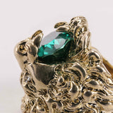 Authentic Gucci Lion Head Ring with Green Swarovski Crystal 18