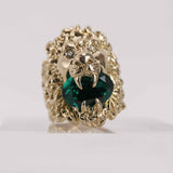 Authentic Gucci Lion Head Ring with Green Swarovski Crystal 18