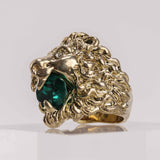 Authentic Gucci Lion Head Ring with Green Swarovski Crystal