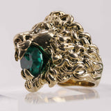 Authentic Gucci Lion Head Ring with Green Swarovski Crystal 18