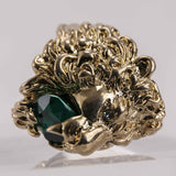 Authentic Gucci Lion Head Ring with Green Swarovski Crystal