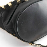 Authentic Salvatore Ferragamo Tiered Black Grosgrain Ribbon/Leather Shoulder Bag