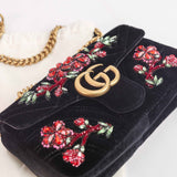 Gucci - GG Marmont Floral Embroidered Velvet Mini Shoulder bag