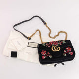 Gucci - GG Marmont Floral Embroidered Velvet Mini Shoulder bag