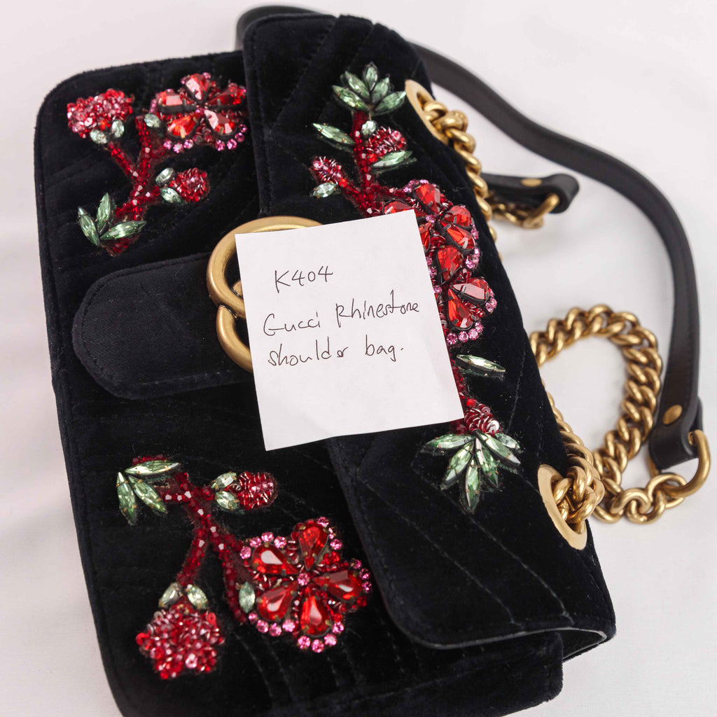 Gucci - GG Marmont Floral Embroidered Velvet Mini Shoulder bag