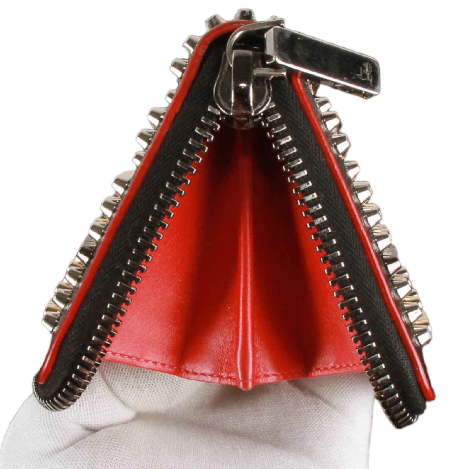 Christian Louboutin Black Genuine Leather Spikes Clutch Bag with
