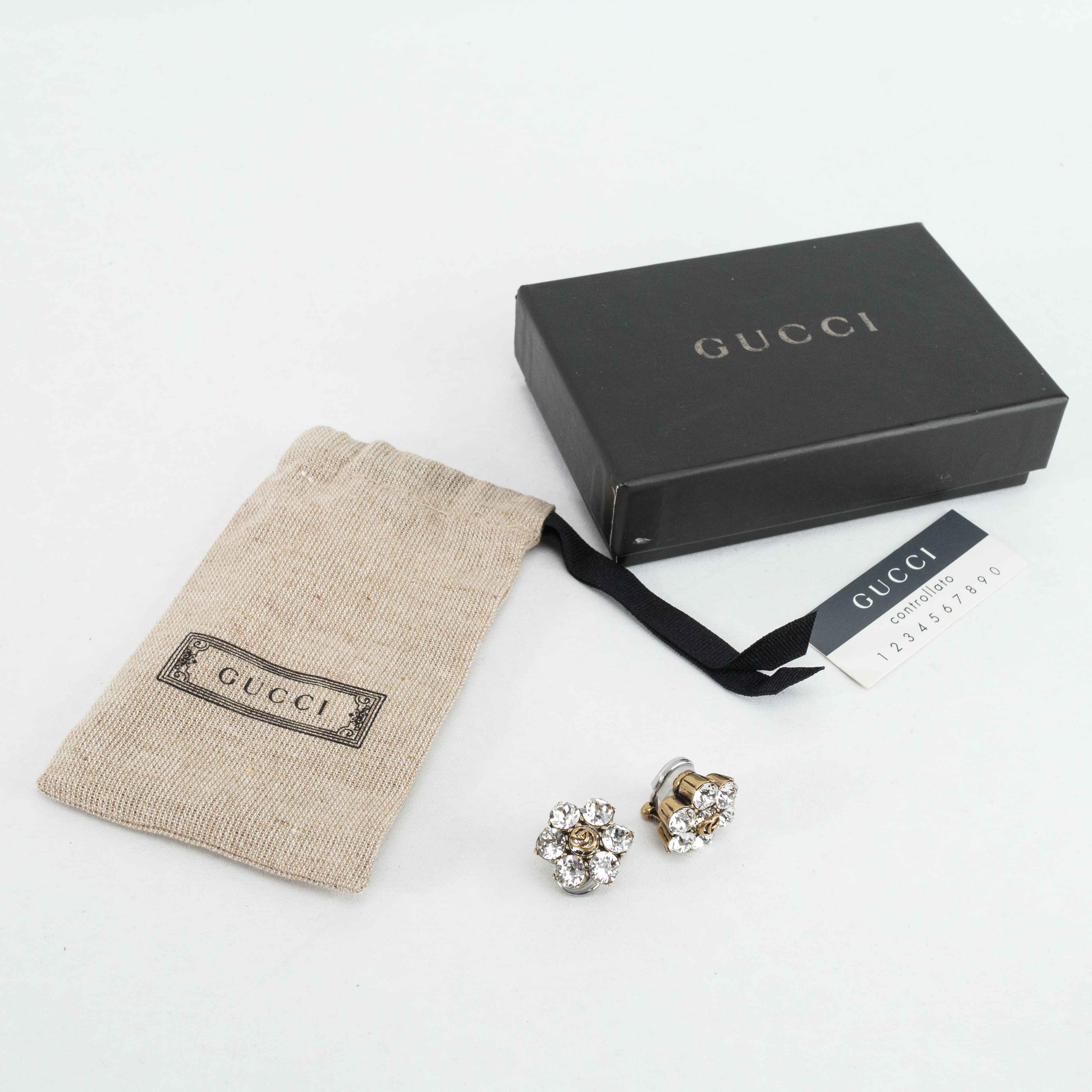Gucci GG Crystal Flower Clip-On Earrings – Connect Japan Luxury