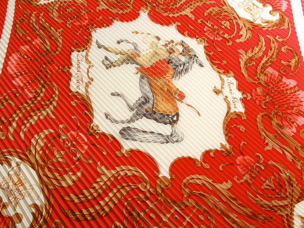 Authentic Hermes pleated Scarf Stole "Cheval Turc"  by Christine Vauzelles