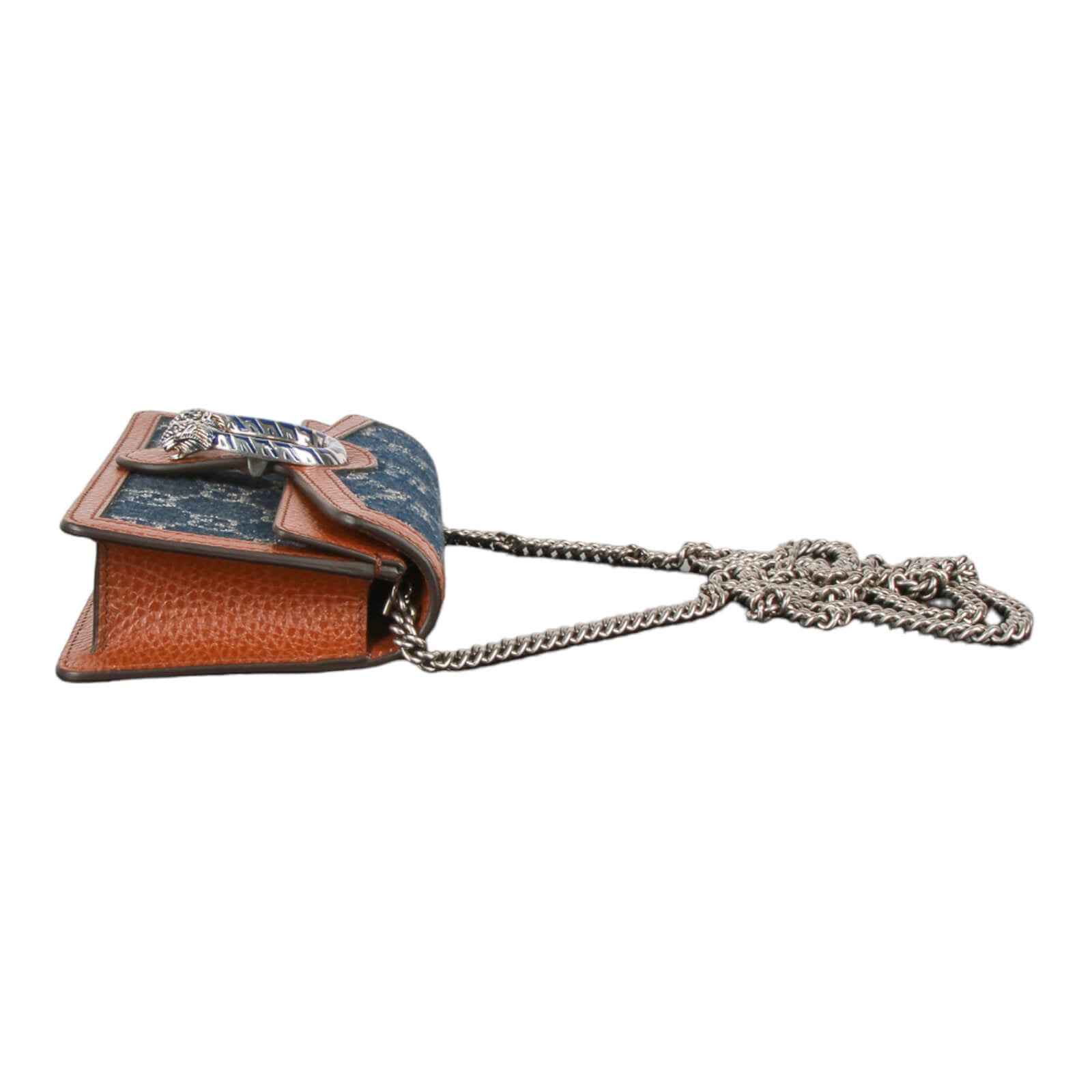 Denim GG Monogram Mini Dionysus Chain Wallet Blue Tea Cuir, Gucci, Handbag