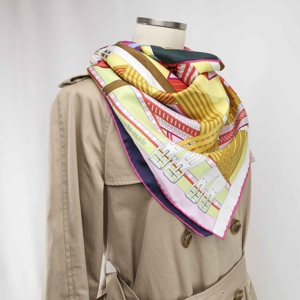 Authentic HERMES Silk Scarf Double Sangle