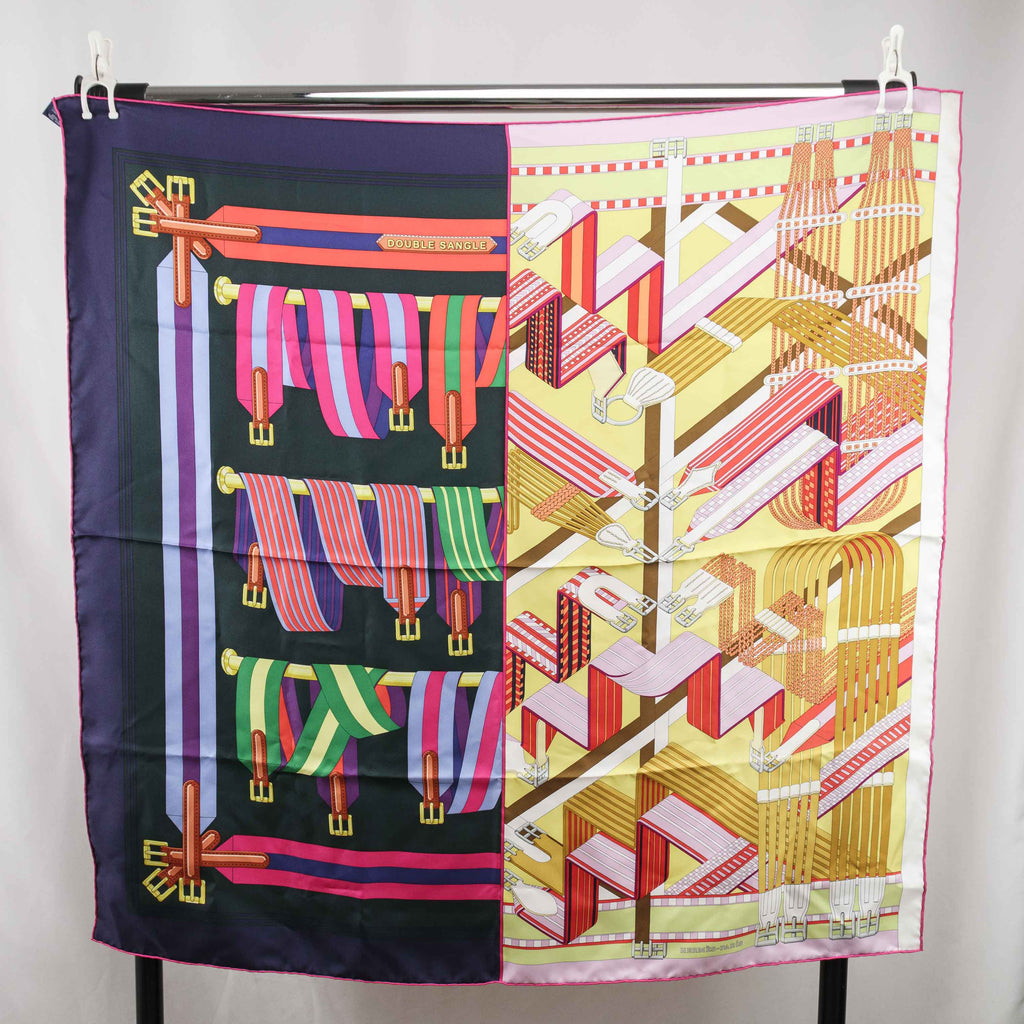 Authentic HERMES Silk Scarf Double Sangle