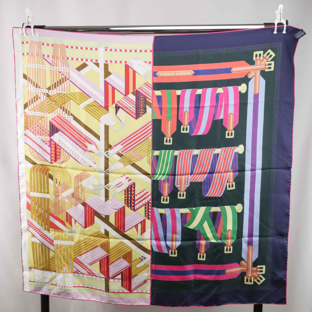 Authentic HERMES Silk Scarf Double Sangle