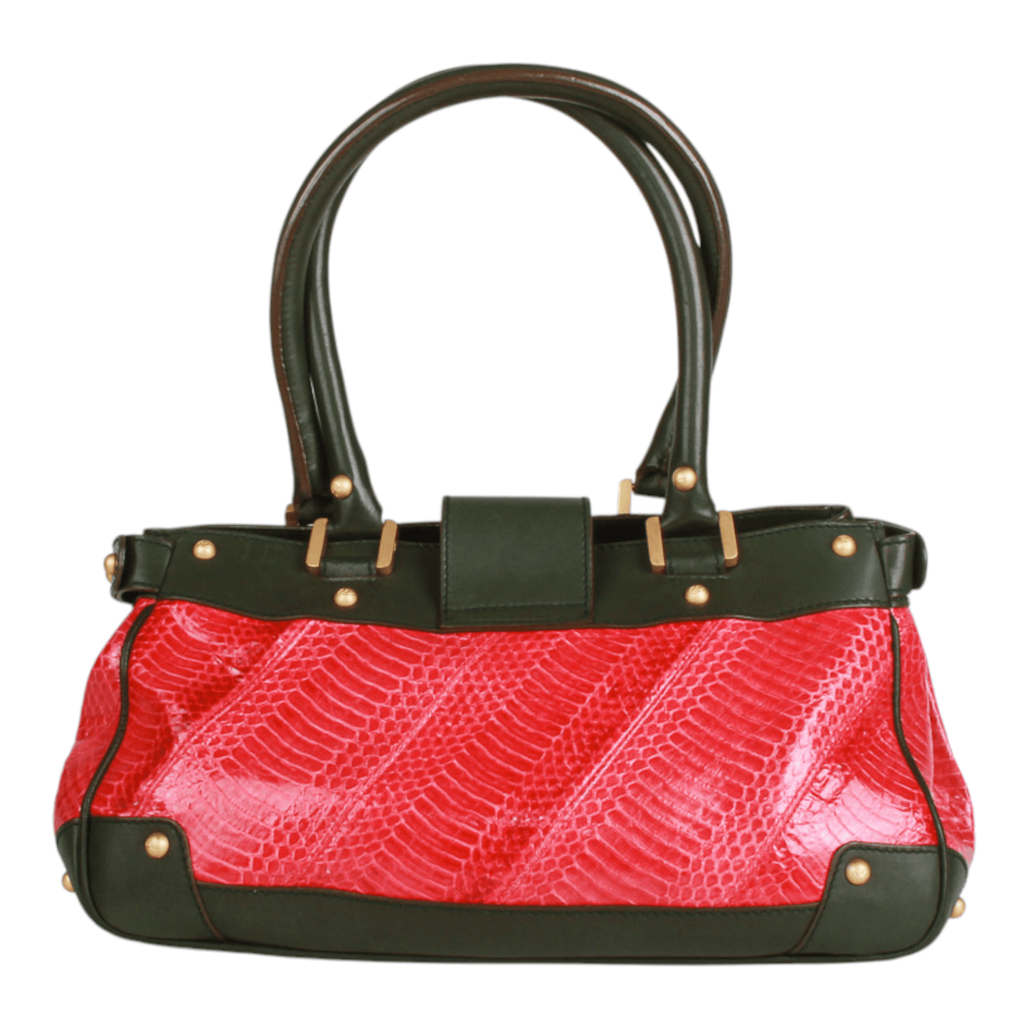 Christian Lacroix Vintage Pink Snake-Embossed Leather Shoulder Bag