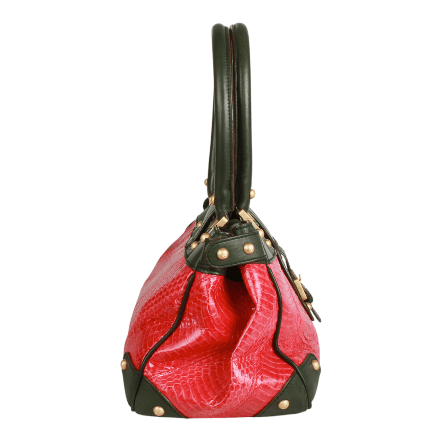 Christian Lacroix Vintage Pink Snake-Embossed Leather Shoulder Bag