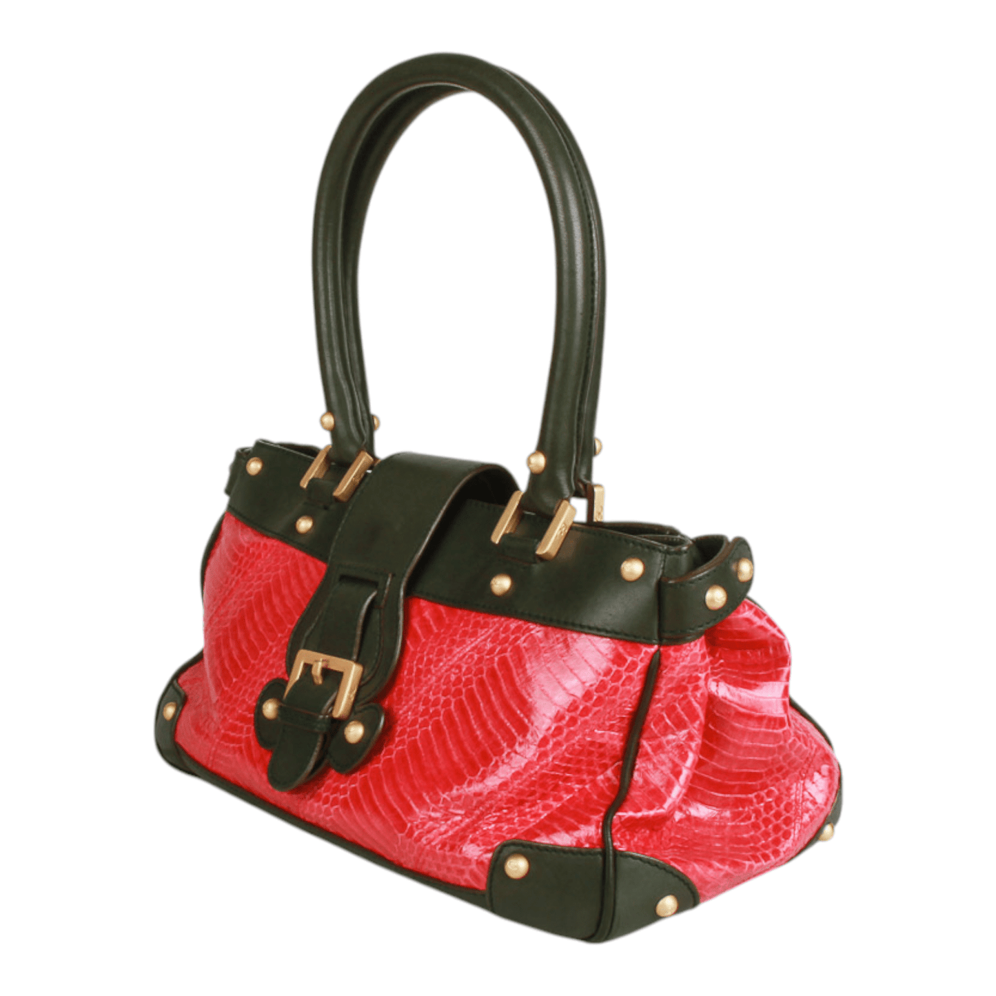 Christian Lacroix Vintage Pink Snake-Embossed Leather Shoulder Bag