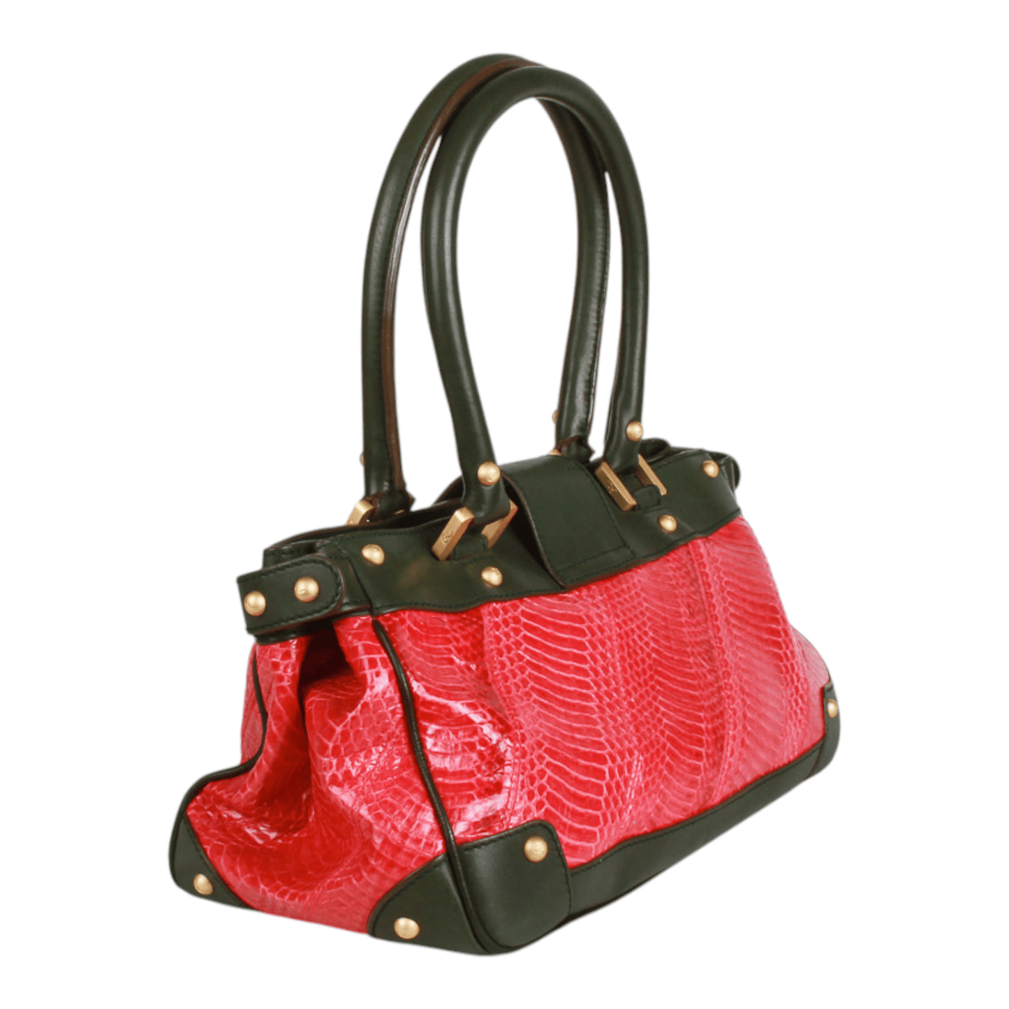 Christian Lacroix Vintage Pink Snake-Embossed Leather Shoulder Bag